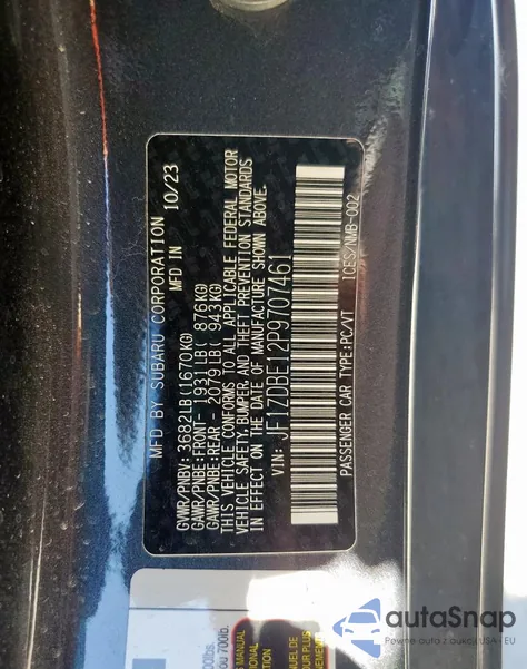 2023 Subaru Brz Limited из США, поврежденный, VIN JF1ZDBE12P9707461